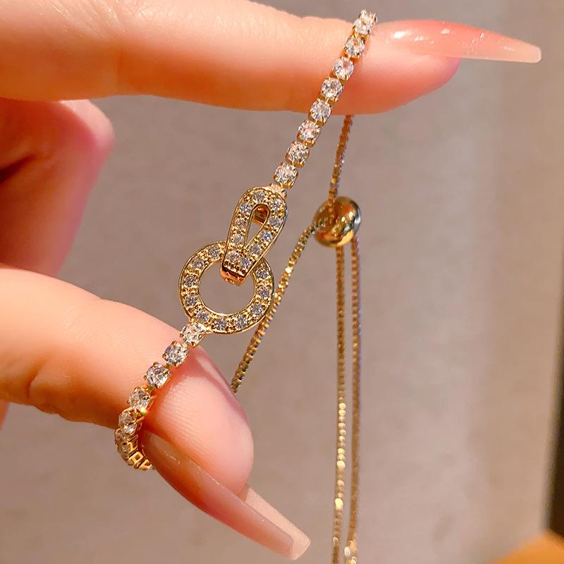 New Korean Round Package Zircon Bracelet for Women, Fashionable and Versatile, Light Luxury Bracelet