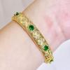 WWJ Luxury Emerald Color Zircon Opening Adjustable Bracelet Bangle Italian Golden Brushed Craftsmanship Retro Jewellery Palace Jewelry Accessories