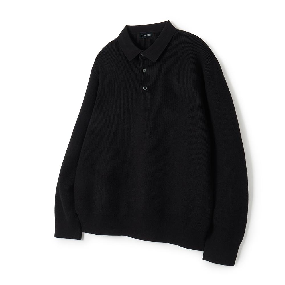 HERVINO Basic Collar Muscle Knit [Black]