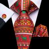 Hi-Tie Dark Gold Plaid Jacquard Mens Silk Tie Classic Necktie Cufflink Hanky Set