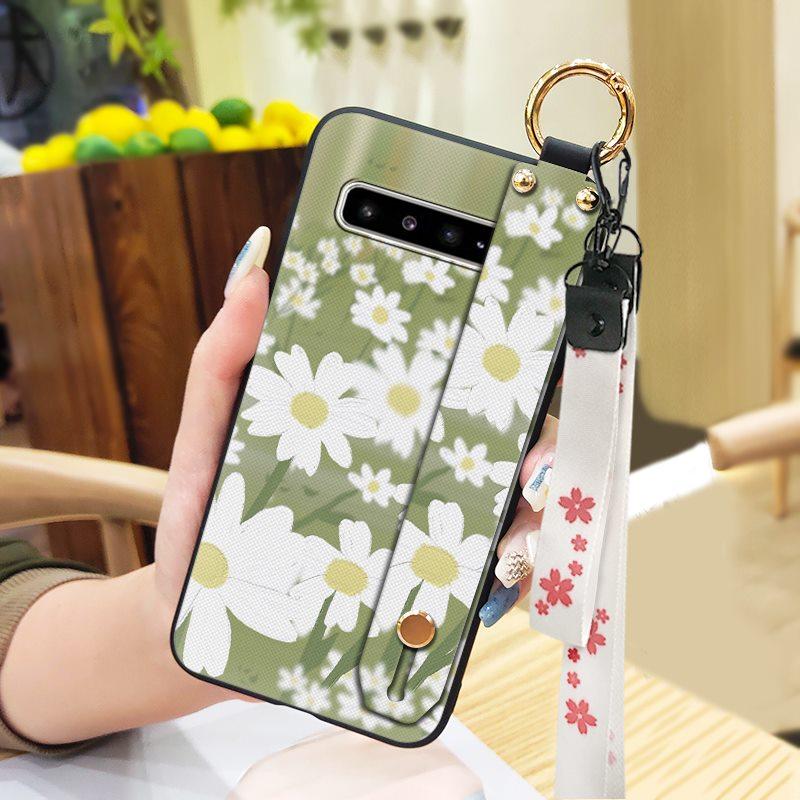 Phone Holder Oil Painting Phone Case For Samsung Galaxy S10 5G/SM-G977N Fashion Design Lanyard Silicone Shockproof Ring