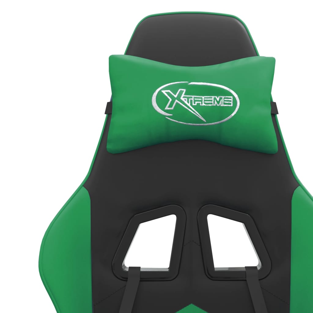 Gaming Chair Swivel Black and Green PU Leather