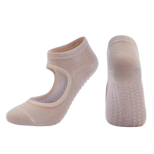 Breathable Anti-friction Women Yoga Socks Silicone Non Slip Pilates Barre Breathable Sports Dance Socks Slippers With Grips