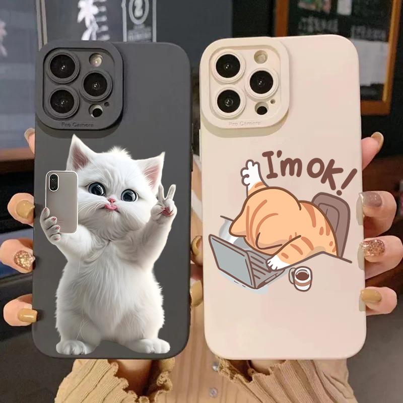 Милый Чехол Для Телефона Из Силикона С Рисунком Кошки Для Xiaomi Mi 15 14T 13T 12T Pro 14 13 11 Lite 5G NE Poco F6 F5 X5 M6 X7 Pro Мягкая Крышка