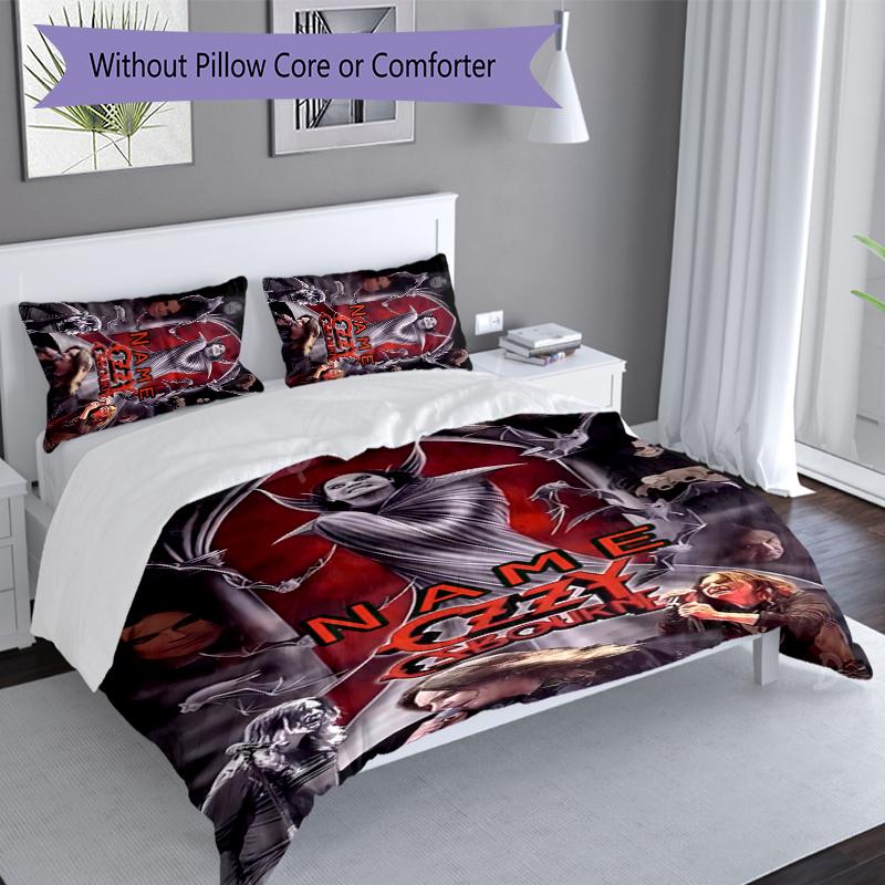3pcs Custom Name rock Ozzy Osbourne Bedding Set,Includes 1 Duvet Cover and 2 Pillowcases,All-season Bedroom Decor