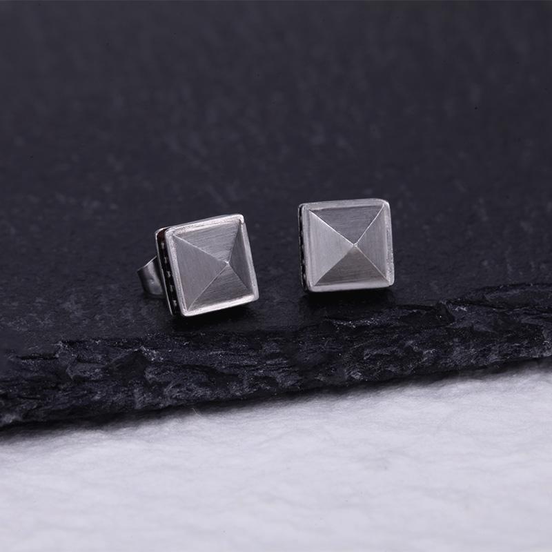 PYRAMID STUDS Stainless Steel Pyramid Earring Studs Matt Finished