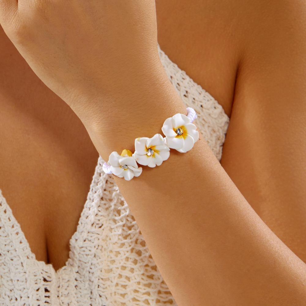 Colorful Flower Bracelet Rhinestone Egg Flower Bangle Jewelry Gifts