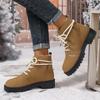 Женские зимние ботинки на шнуровке с мехом на низком каблуке, зимние ботинки на щиколотку, женские ботинки на платформе, зимняя обувь на каблуке