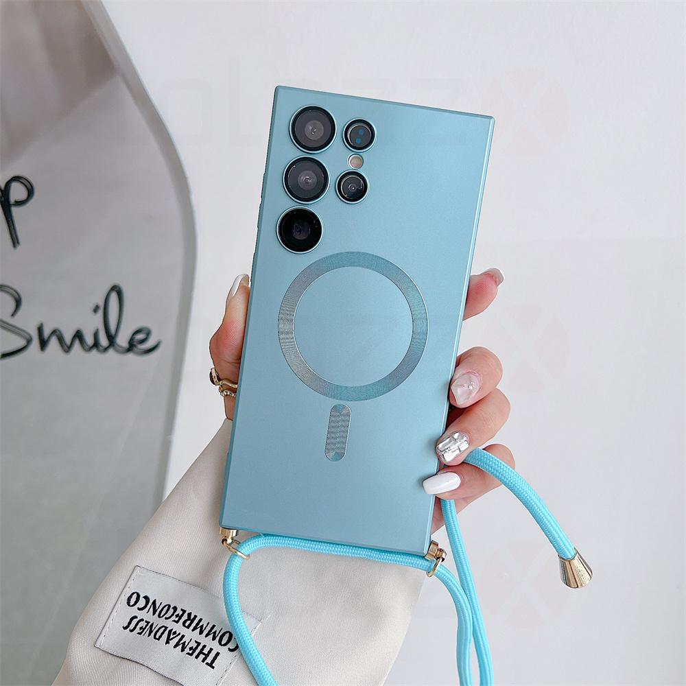 Ожерелье через плечо, ремешки, шнур, мягкий силиконовый чехол для Samsung S24 S23 S22 Utra S21 S20 FE Note 20/iphone 15 14 13 12 11 pro max Magsafe задняя крышка