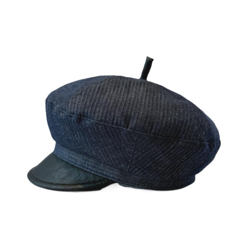 25 Early Autumn New Cotton and Linen Retro Leather Brim Octagonal Hat Women's Street Fashion Newsboy Hat Tide