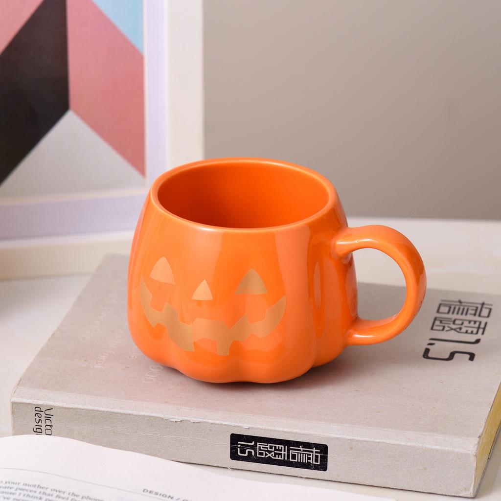 Halloween Ceramic Cup Creative Pumpkin Shape Drinkware Coffee Mug Breakfast Milk Cup Drinking Cup Halloween Decoration