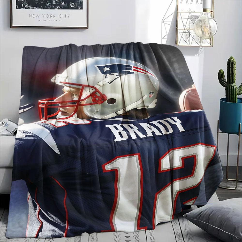 Brady Printed Flannel Blanket, soft throw for bedroom sofa, washable, fan merchandise, great gift.