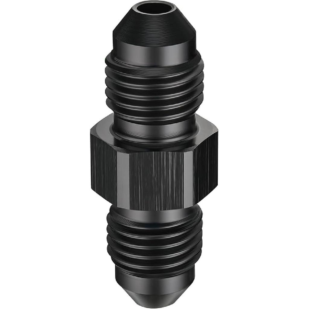 EVIL ENERGY 6AN Male to Male Flare Coupler Union Straight Fuel Hose Adapter Fitting Black 2PCS