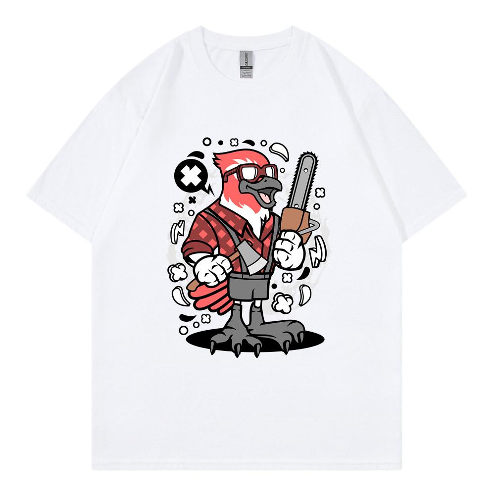 Женская футболка унисекс свободного кроя больших размеров с принтом «Птица-лесоруб», модная дышащая хлопковая одежда с коротким рукавом