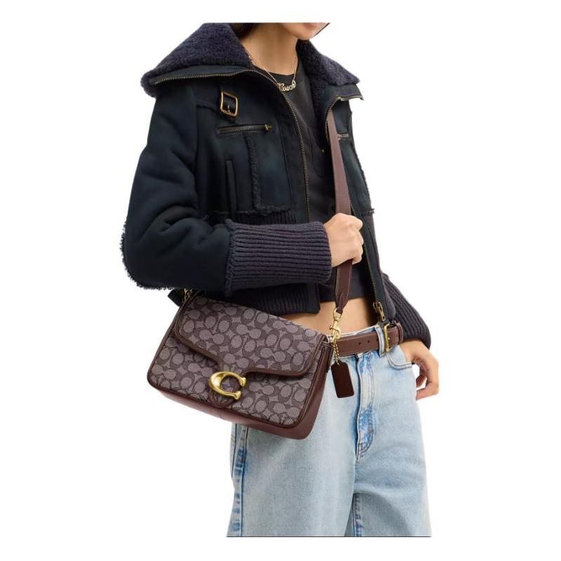 COACH Tabby 25 Crossbody Bag with Removable Handle Strap Internal Zipper Pocket Snap Button Closure Calfskin Shoulder Bag Medium Women's Oak