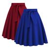 Женская мини-юбка с высокой талией, шнуровкой, бантом, декором, короткая юбка, однотонная, трапециевидная, юбка для катания на коньках, повседневная одежда для отдыха