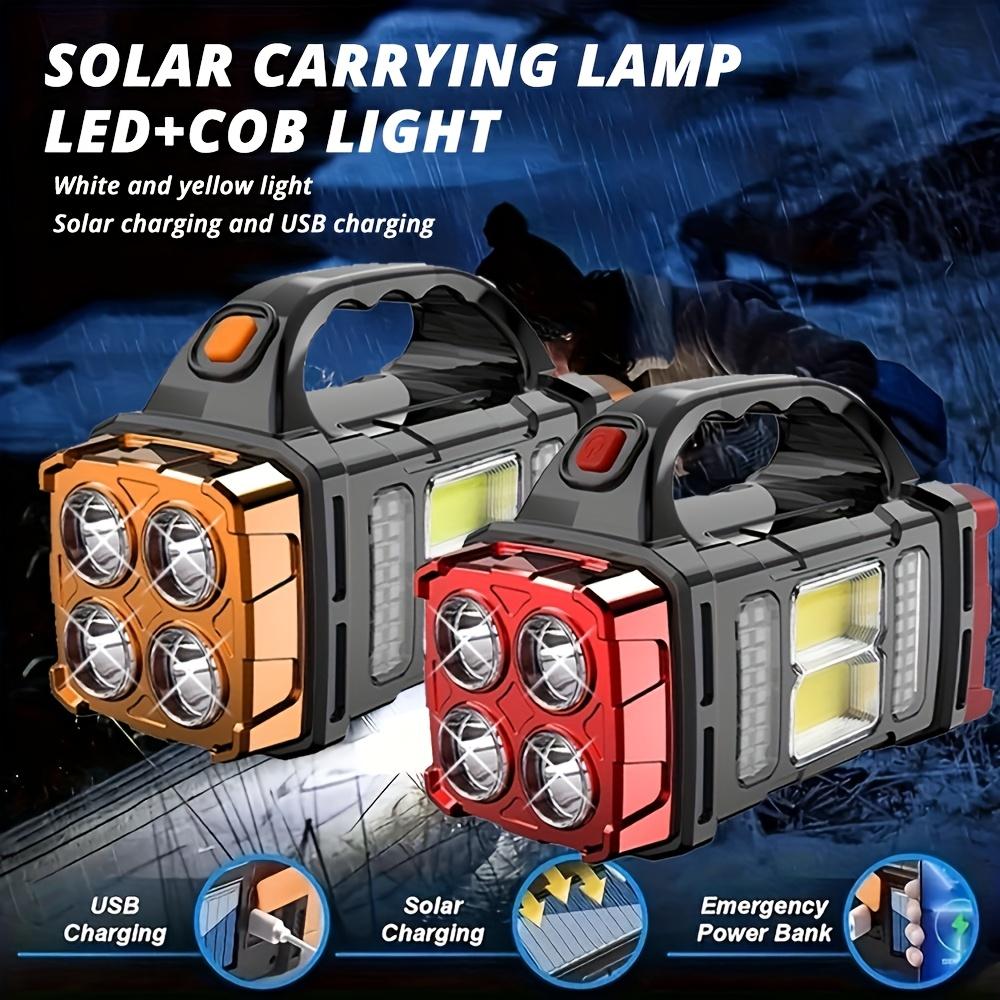 COB Multi-Functional Outdoor Solar Emergency Handheld Spotlight USB Charging, Camping, Hiking, Night Fishing