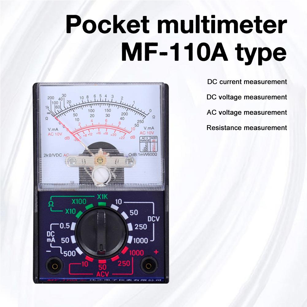 MF-110A Аналоговый мультиметр с испытательной ручкой постоянного/переменного тока 250 В Аналоговый 1000 В стрелочный измерительный прибор Тестер Электрический D9H6