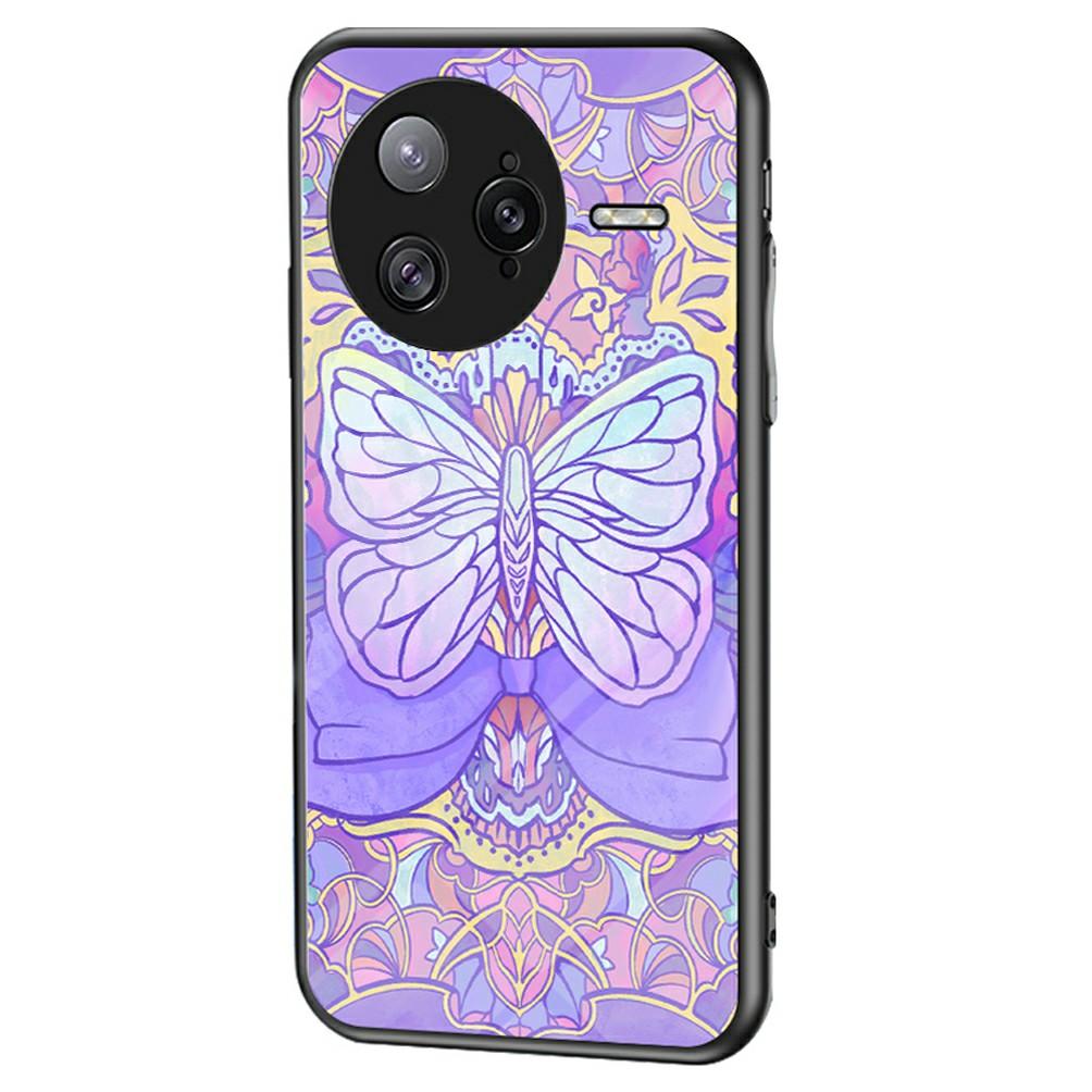 Для Xiaomi Poco F7 Ultra 5G/Redmi K80 Pro 5G Чехол с узором бабочки ТПУ+Закаленное стекло Защитная крышка для телефона