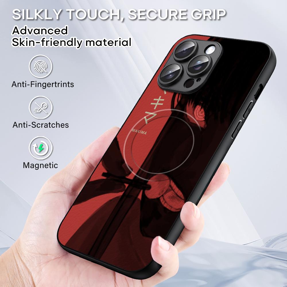Чехол для телефона Makima X mitaka asa Chainsaw для iPhone 16 15 14 13 12 11 Plus Pro Max Высококачественный Роскошный Magsafe Овечья кожа