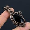Black Onyx Gemstone Copper Wire Wrap Handmade Pendant Jewelry Gift For Her