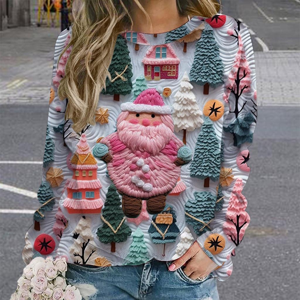 Ugly Christmas Sweatshirts For Women Cute Graphic Printed Sweatshirt Long Sleeve Round Neck Pullover Tops Tee Female Clothes