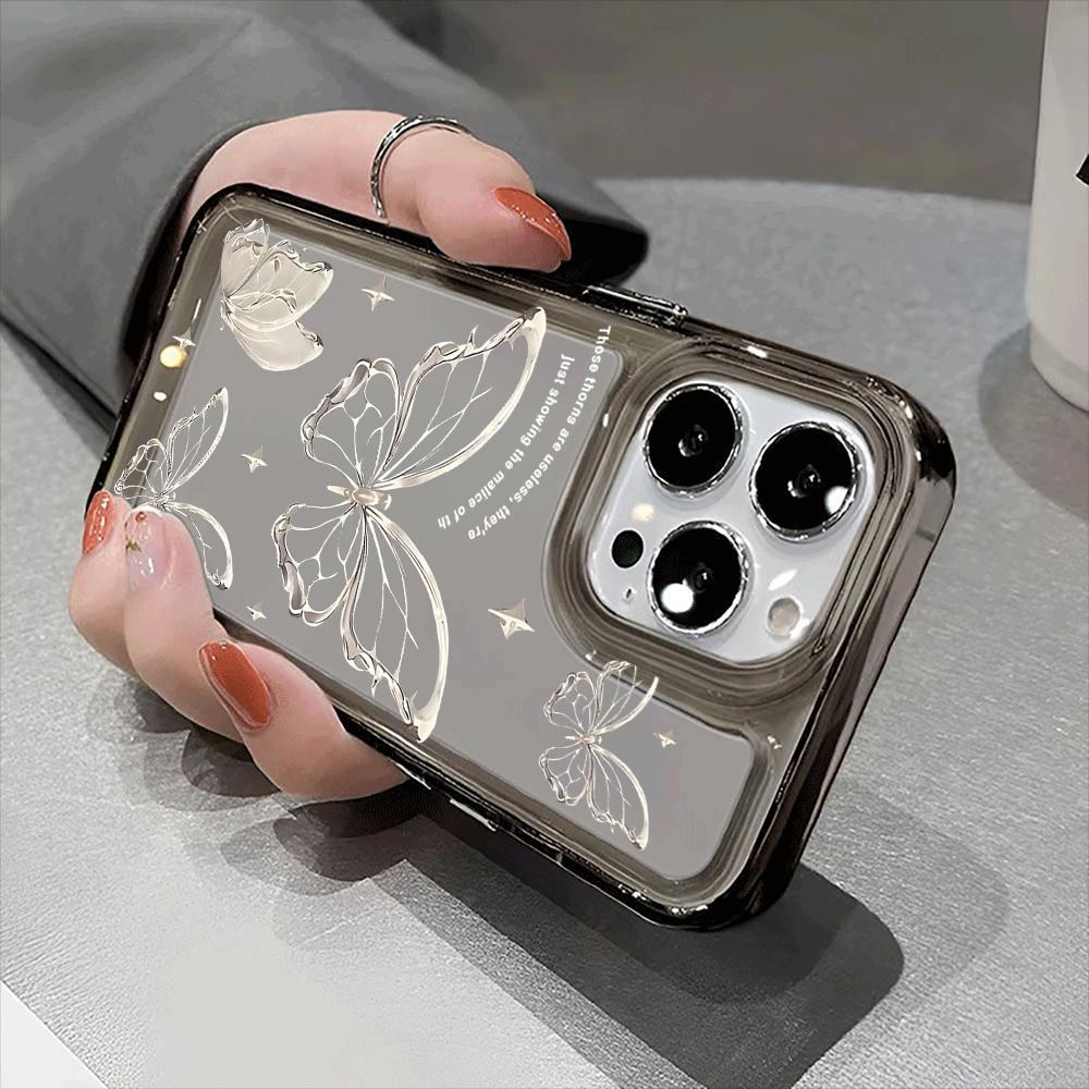 Прозрачный чехол с узором бабочки, подходит для серии iPhone 16 Pro Max 13 12 11 X XR XS Max 7 8 14 15 Plus
