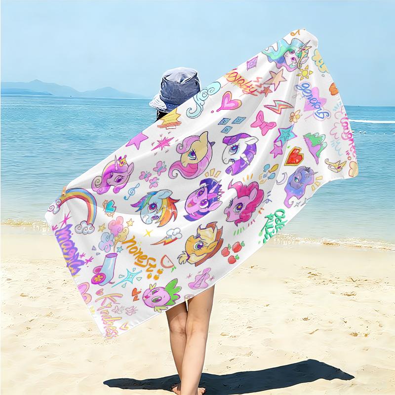 1Pc Rainbow Unicorn Heart Beach Towel Microfiber Beach Towel Thin Absorbent For Beach Swimming Yoga Bath Sports 0917125