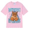 Футболка Mewing Not Meowing Смешные Милые Коты Мем Графические Футболки Унисекс Женская Одежда Хлопок Короткий Рукав Повседневная Оверсайз Футболка