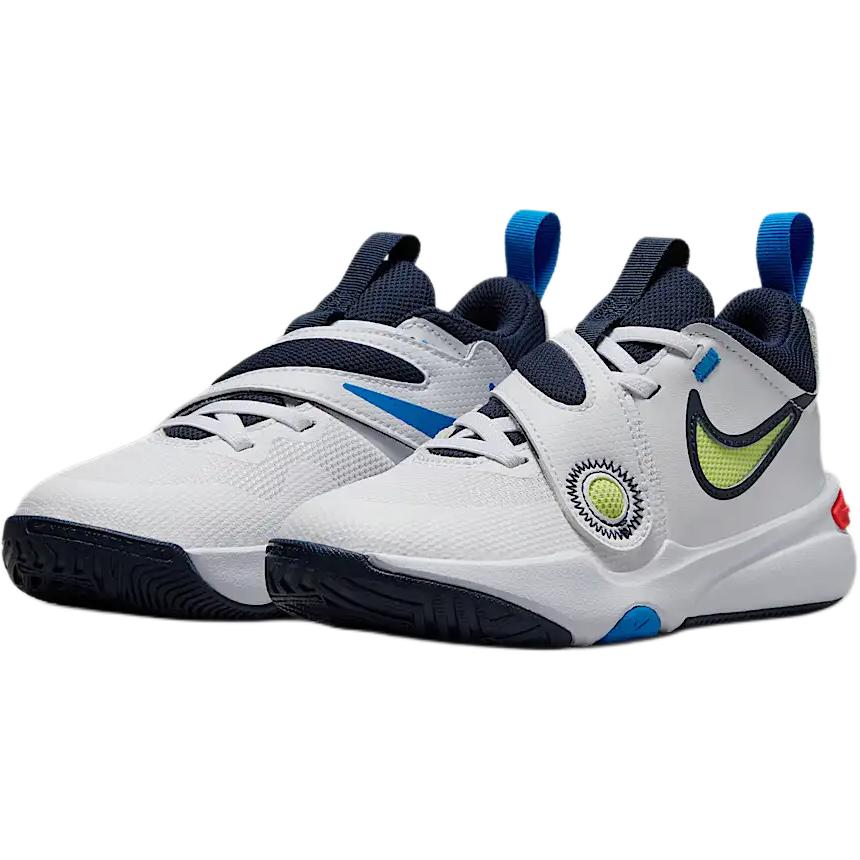 Nike Кроссовки Team Hustle D11 PS White Photo Blue Light Lemon Twist Kids ярко-малиновые DV8994-105