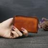 Натуральная кожа для мужчин женщин держатель для карт на молнии винтажный дизайн мини-кошелек для монет сплошной цвет мягкие кошельки