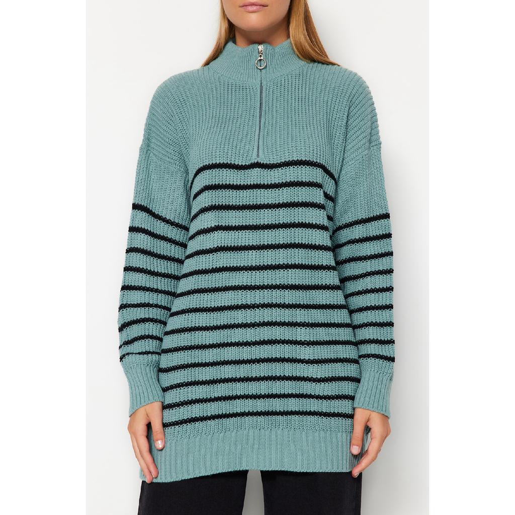 Трикотажный свитер с застежкой-молнией в каменную полоску Tctaw24ak00063