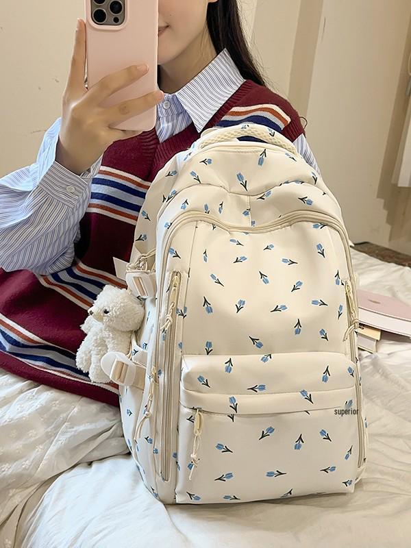 Цветочный Милый Рюкзак для Женщин: Большая вместимость, идеально для школы - Подходит для учащихся средней и начальной школы