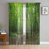 Прозрачные шторы с зеленым лесом и природой, тюлевые шторы для гостиной, окна, спальни, кухни, украшения дома, вуаль, шторы