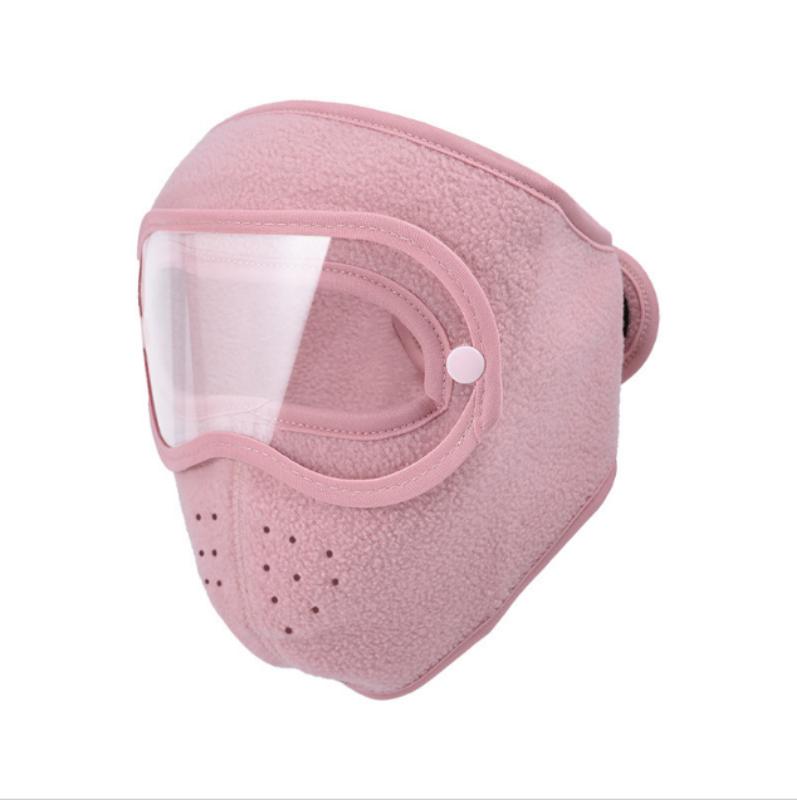 Fashion 6 Colors Women Men Winter Polar Fleece Face Mask Thick Face Covering With Windproof Goggles For Outdoor Cycling Warm Ski Mask Motorcycle