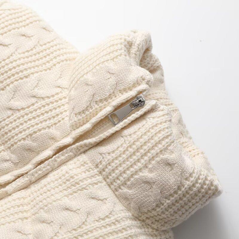 Осенняя новая женская одежда, европейский и американский французский дизайн, модная универсальная вязаная хлопковая куртка