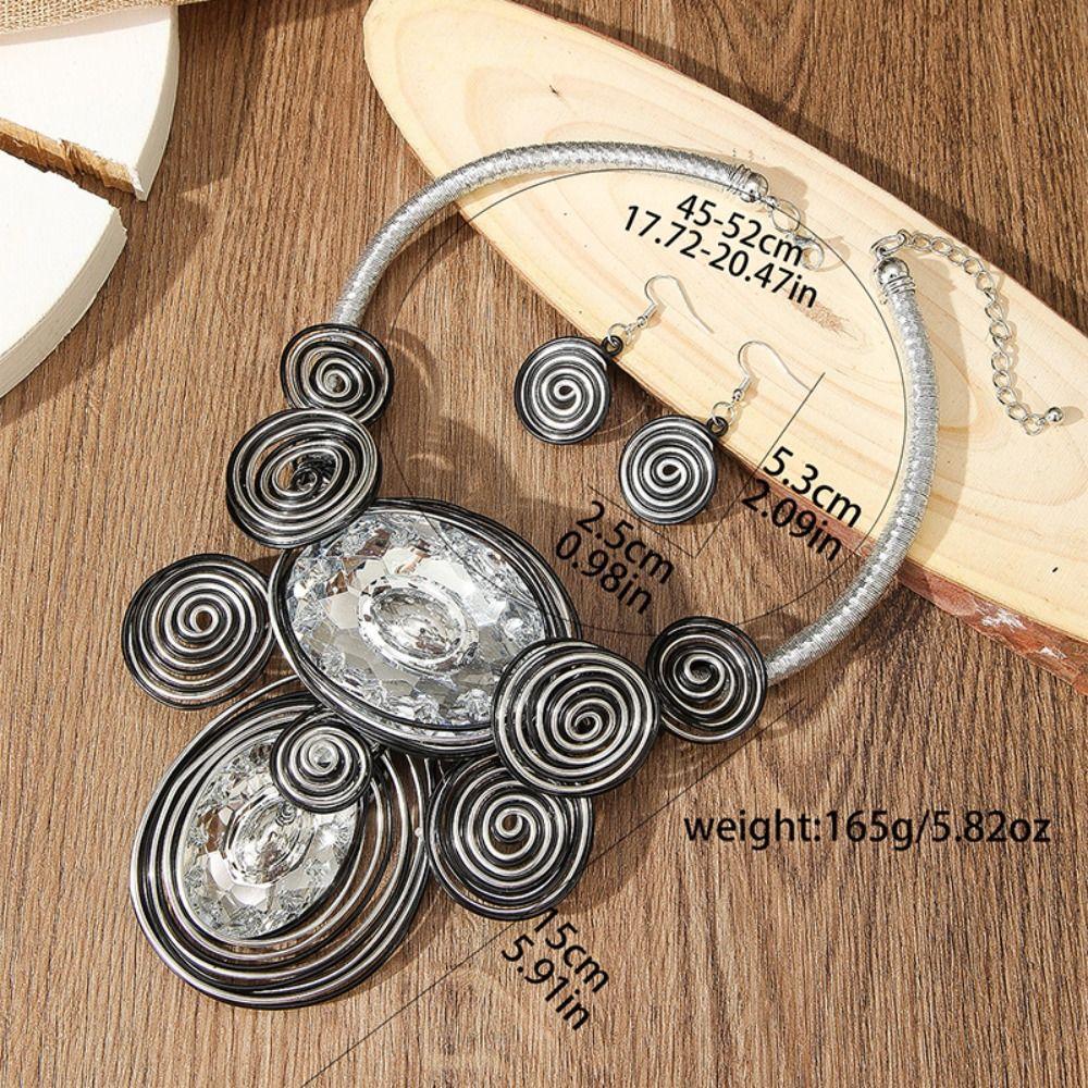 Crystal Gem Statement Necklace Earring Set Irregular Woven Accessories Vintage Beads Necklaces Handmade Neck Chains for Women
