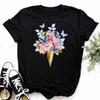 Женская футболка Harajuku, красная и черная футболка с принтом бабочек, модная футболка с сердечками, женские топы с коротким рукавом, женские футболки