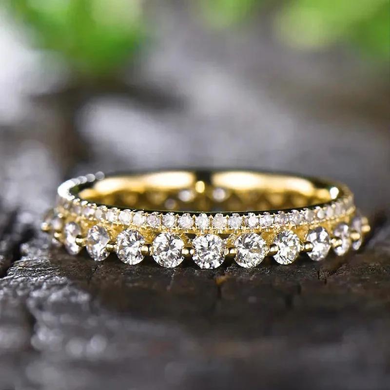 Изящные блестящие двухсторонние кольца Huitan CZ для женщин, простые стильные универсальные аксессуары для пальцев, модные очаровательные свадебные украшения