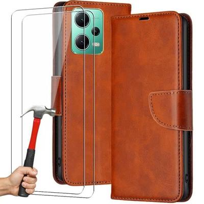 Защитный чехол - Xiaomi - Redmi Note 12 Pro 5G - Ударопрочный - Кошелек - Коричневый