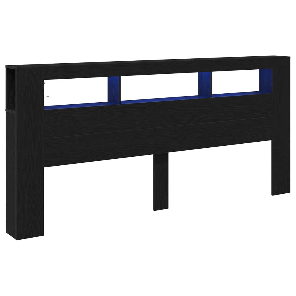 LED Headboard in Black Oak Look 220 x 18.5 x 103.5 cm