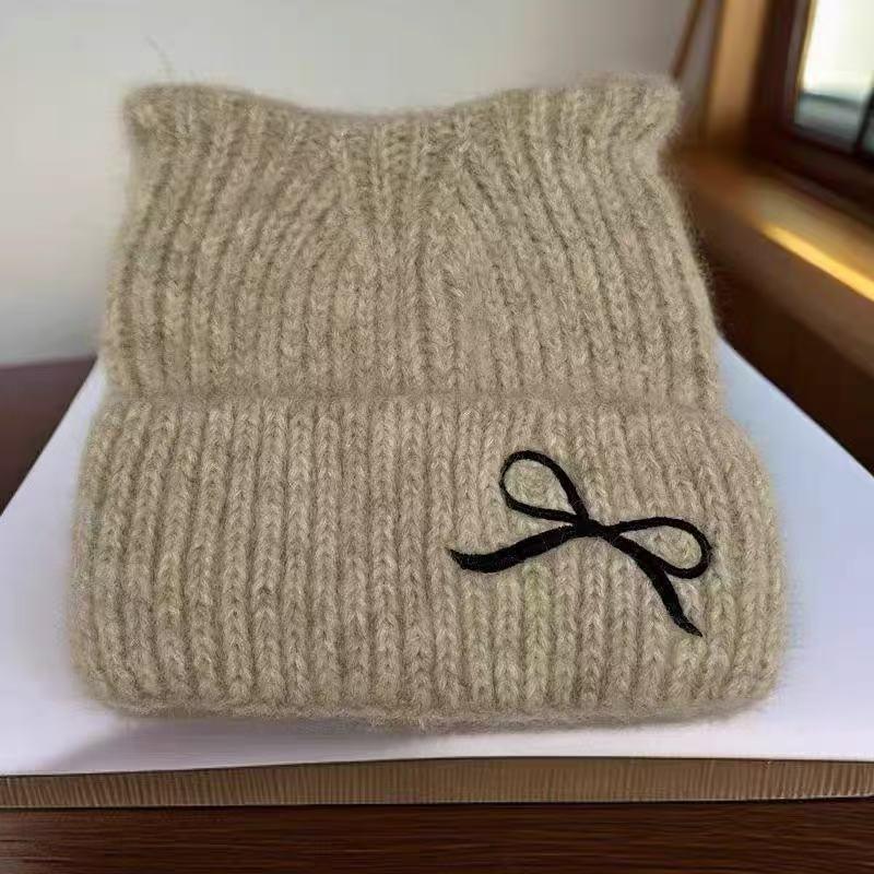 Cat ears knitted hat children winter warm ear protection hat bag head cold hat showing face small wool hat big head circumference hat