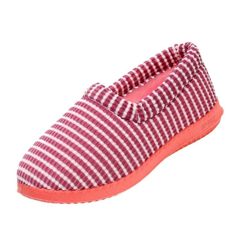 Womens Winter Indoor Slippers Cotton Low-Heel Warm Fuzzy House Shoes Comfortable Slip-On Home Maternity Use
