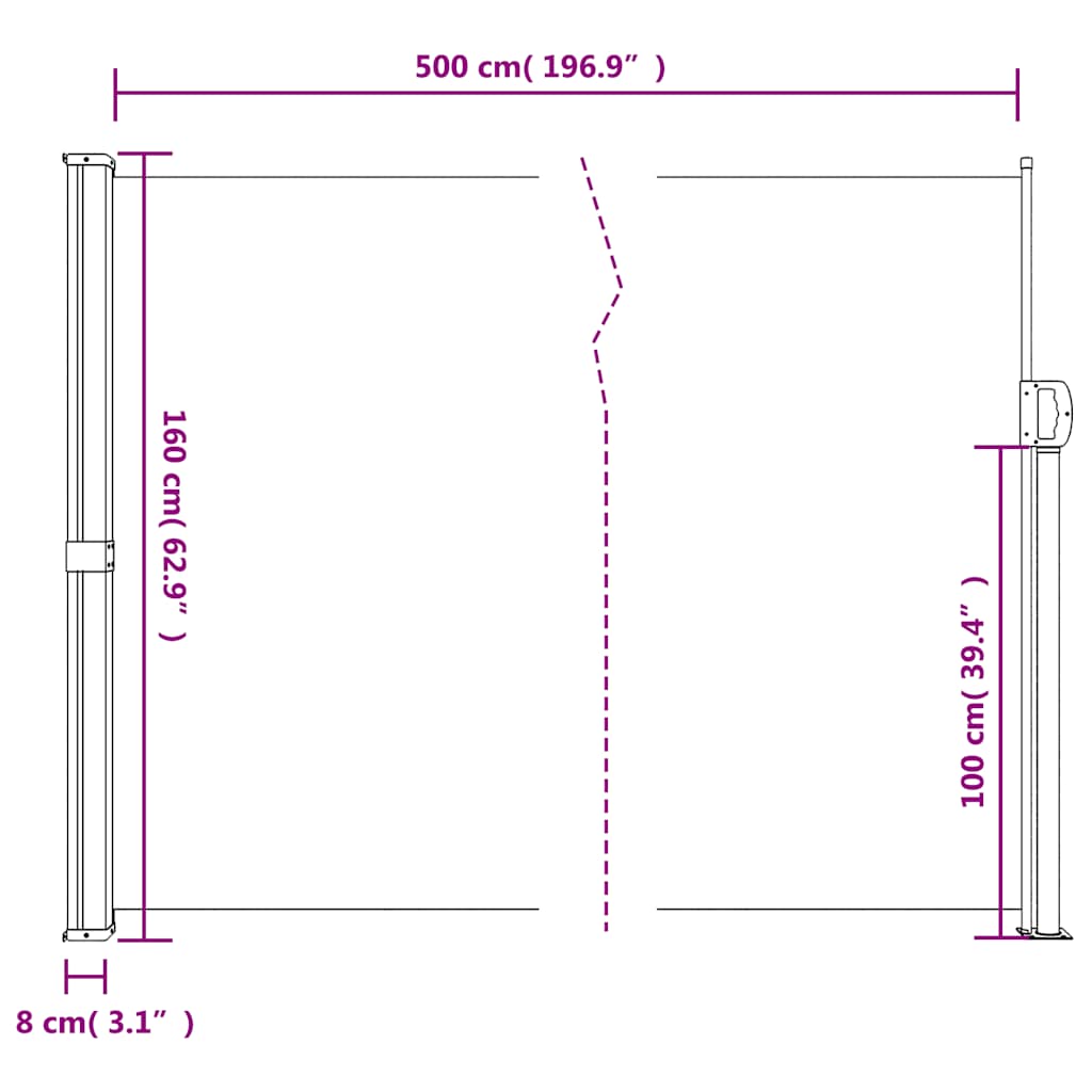 Retractable Side Awning Beige 160 x 500 cm