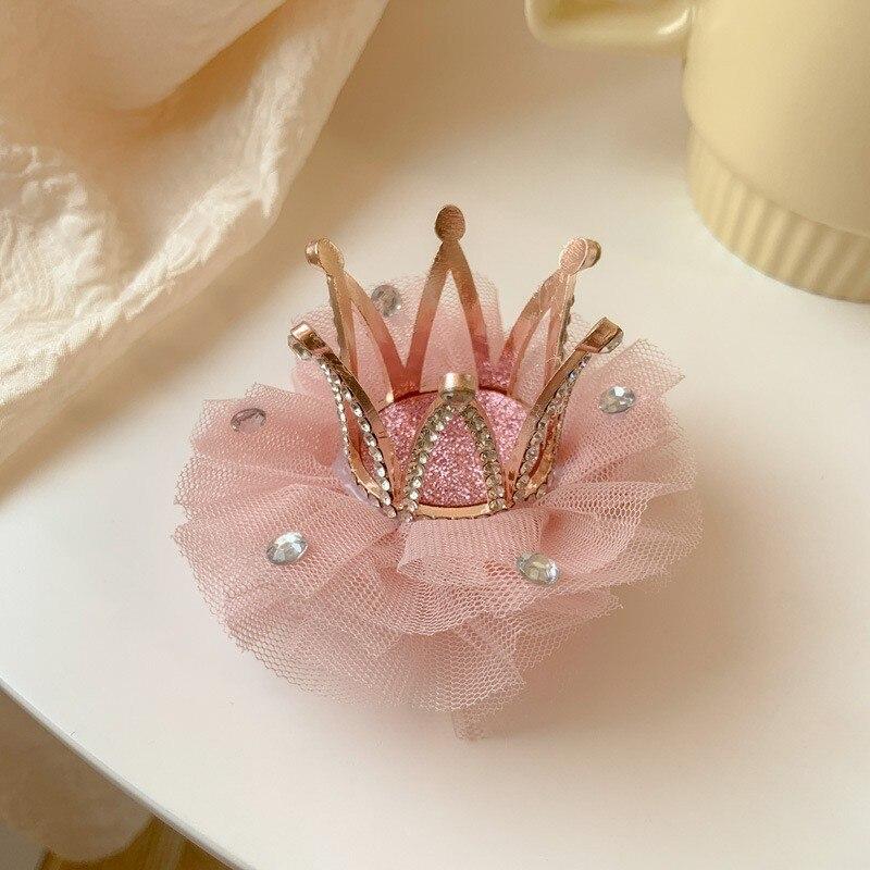 Princess Children Girl Hairpin Vintage 3D Crown Mesh Hair Clip for Kid Girl Birthday Party Decroative Hair Clip Gift