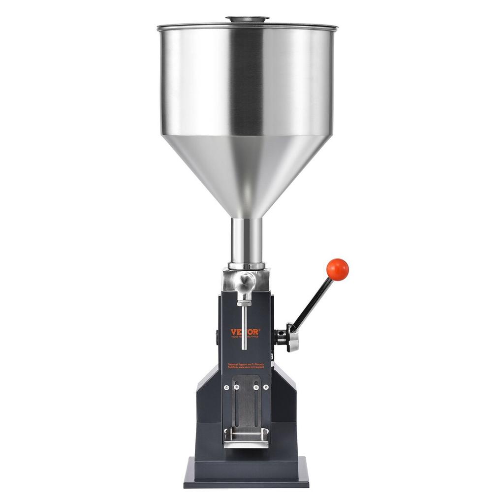 Manual Paste Liquid Filling Machine, 5-50ml Bottle Filler, Adjustable Bottle Filling Machine, Stainless Steel Liquid Filler with Hopper for Milk Water