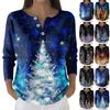 Women's Fashion Long Sleeve Christmas Snowflake Print Top Elegant Casual Top