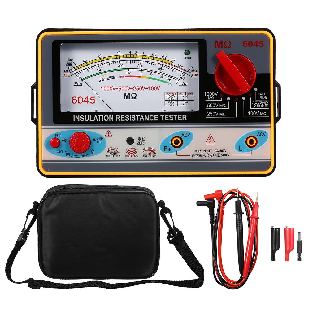 Insulation Resistance Meter Digital Ohmmeter Megger Handheld Insulation Tester Megameter 0-2000M Ohm