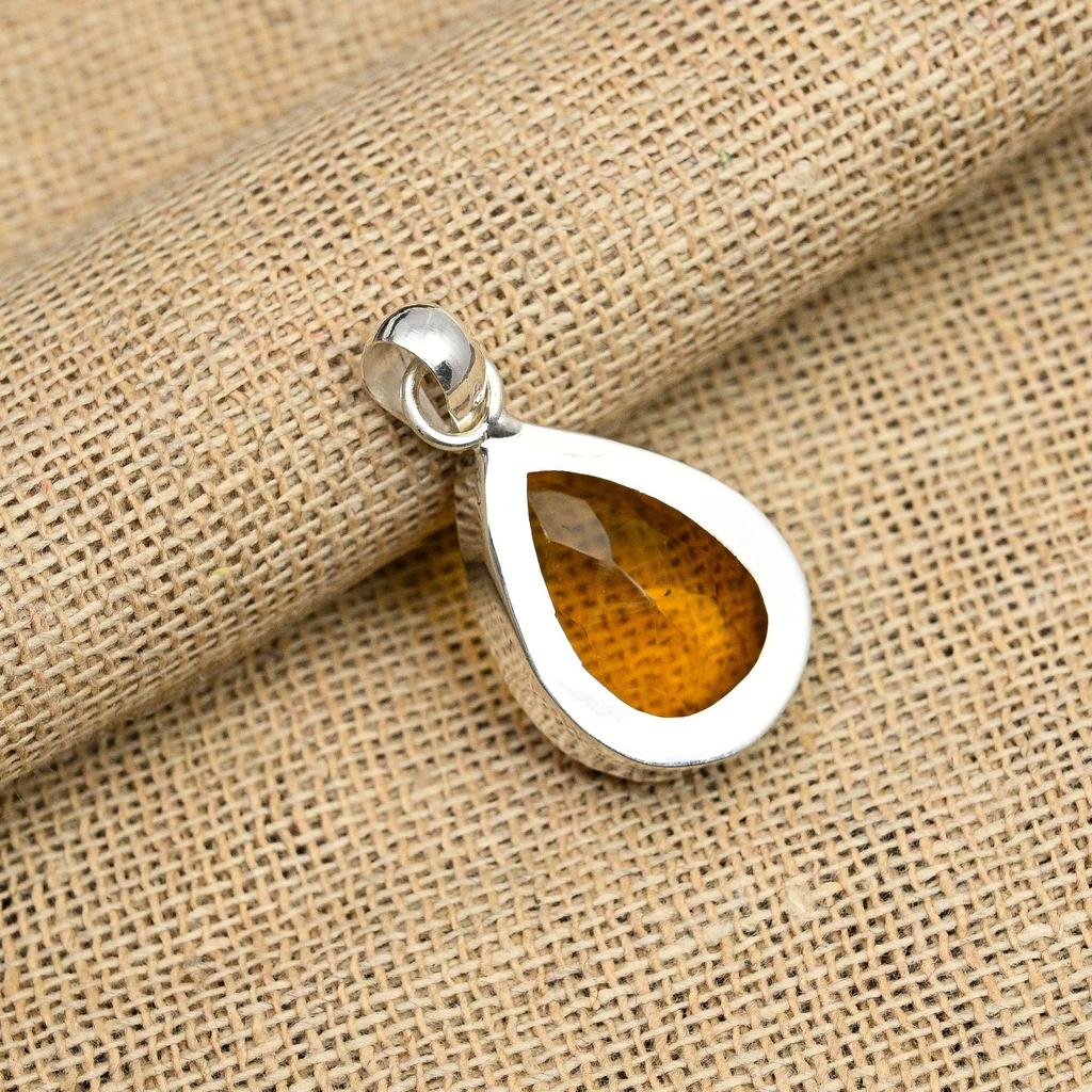 Honey Topaz Gemstone Handmade 925 Sterling Silver Jewelry Pendant Fro Her