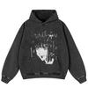 Streetwear Retro Cartoon Graphic Washed Black Oversized Unisex Y2K Hoodie